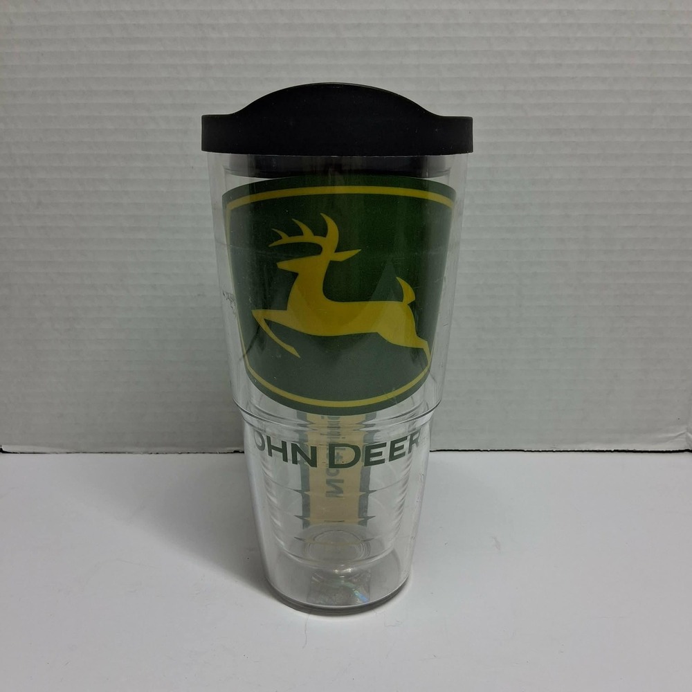 John‎ Deere Tumbler Double Wall Insulated 24 Oz Clear Black Lid